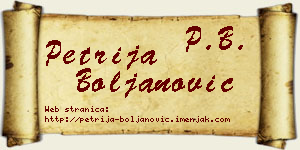 Petrija Boljanović vizit kartica